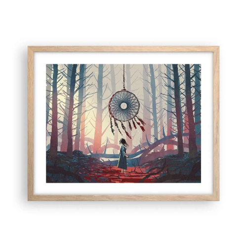 Plakat i ramme af lyst egetræ - Det hemmelige ritual for lykke - 50x40 cm