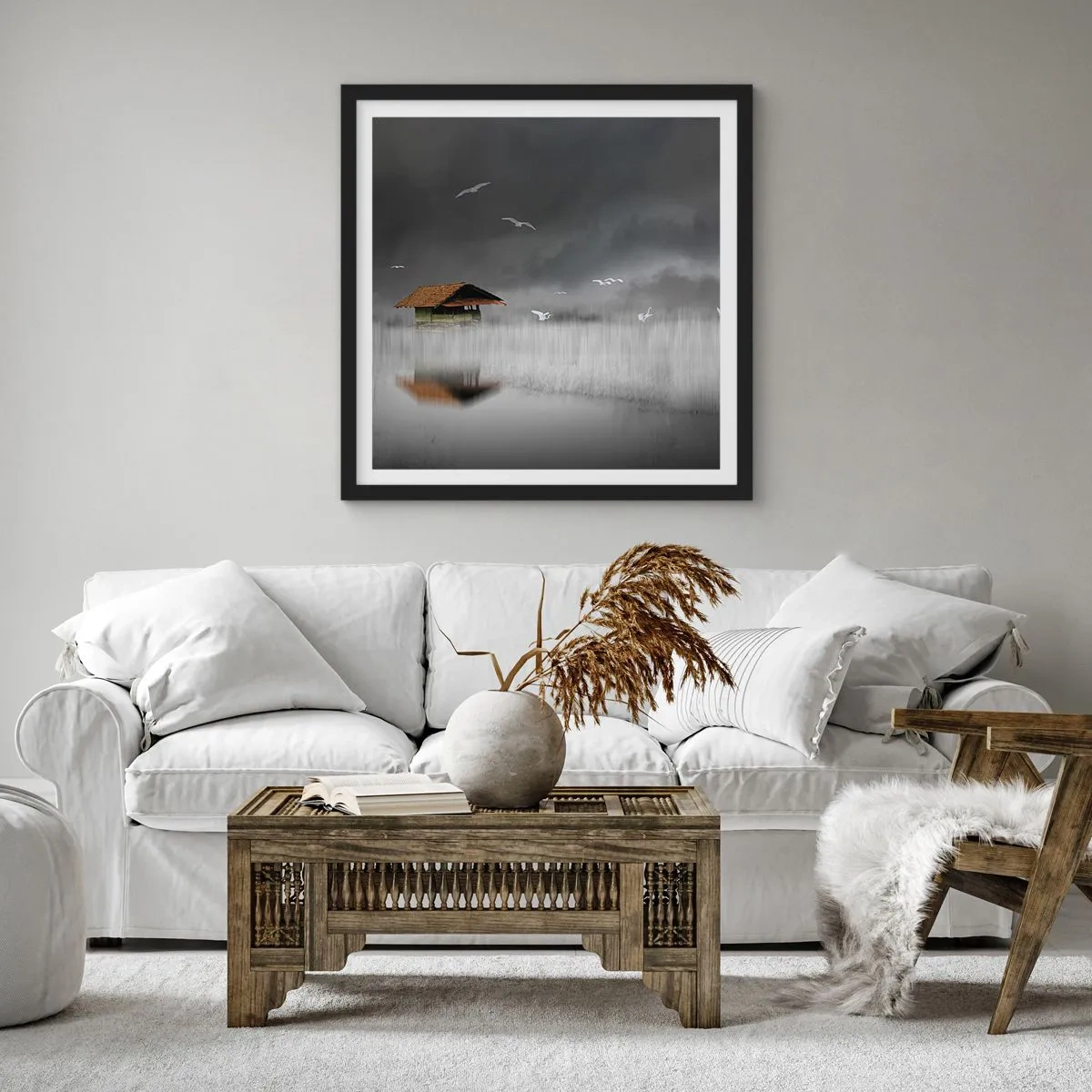 Plakat i sort ramme - Beskyttelse mod regnen - 60x60 cm