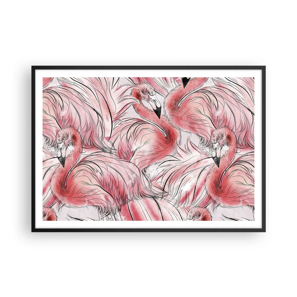 Plakat i sort ramme - Fugle corps de ballet - 100x70 cm