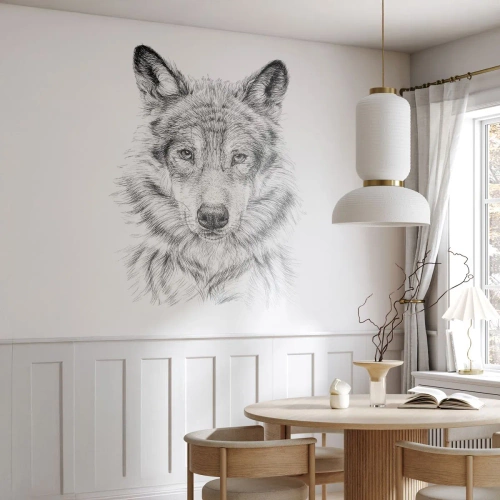 Fototapet Premium Sand - En født leder - Ulv, Skitse, skandinavisk - 450x315 cm