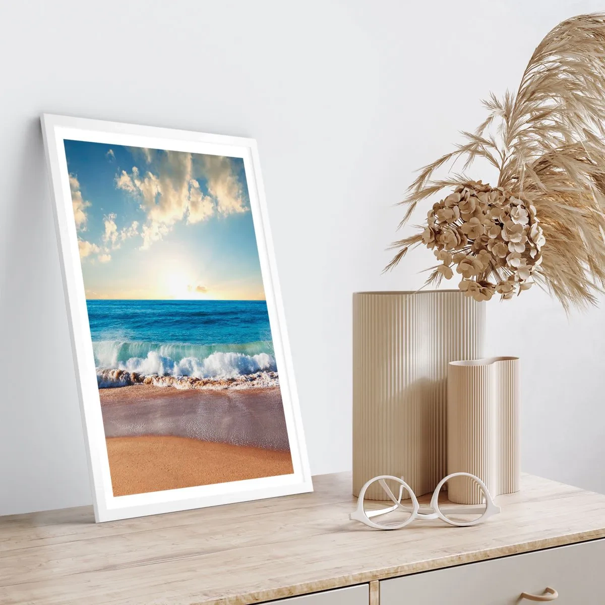 Plakat i hvid ramme - Bevægelse og stilhed på samme tid - 50x70 cm