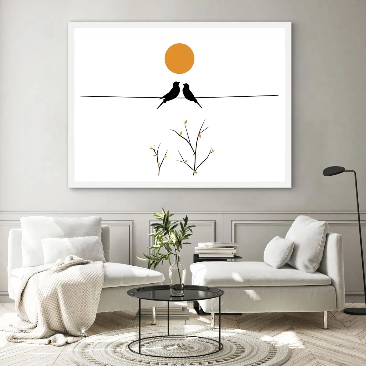 Plakat i hvid ramme - Nattergal - 50x40 cm