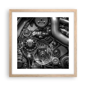 Plakat i ramme af lyst egetræ - Mekanikkens poesi - 40x40 cm