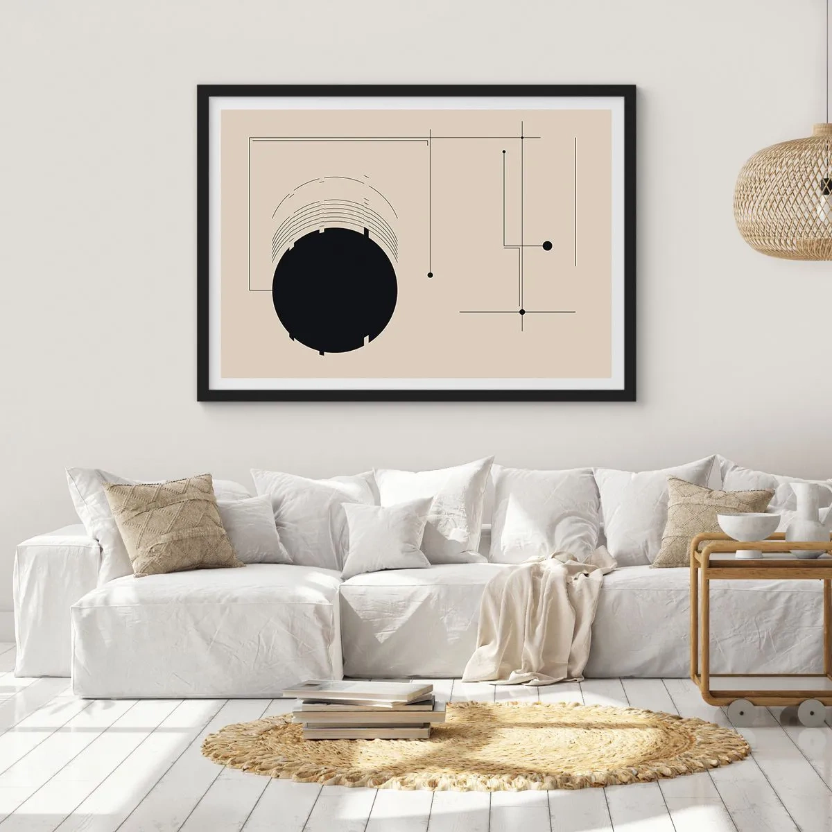 Plakat i sort ramme - Fjedrende og dynamisk komposition - 70x50 cm
