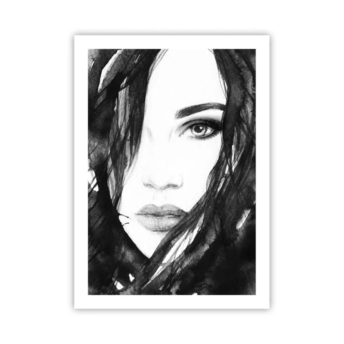 Plakat - Portræt af en dame i sort og hvidt - 50x70 cm