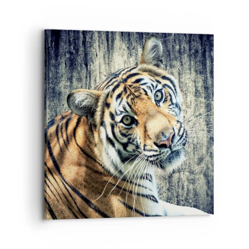 Lærredstryk - Billede på lærred - Portræt i lysstrømme - 70x70 cm