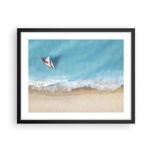 Plakat i sort ramme - På grænsen mellem blå og guld - 50x40 cm