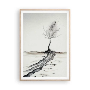 Plakat i ramme af lyst egetræ - Vinterens melankoli - 70x100 cm