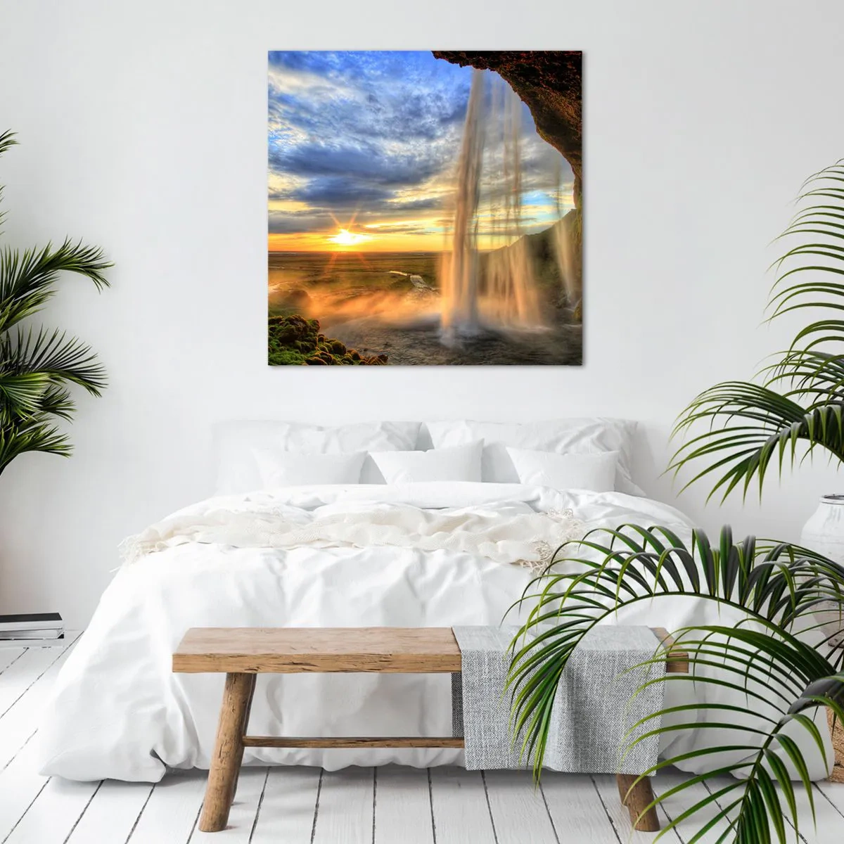 Lærredstryk - Billede på lærred - Verden bag sløret af dråber - 70x70 cm