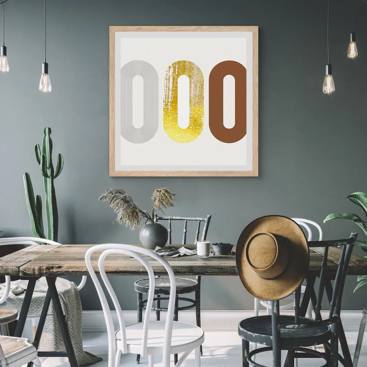 Plakat i ramme af lyst egetræ - Åhhh! - 40x40 cm