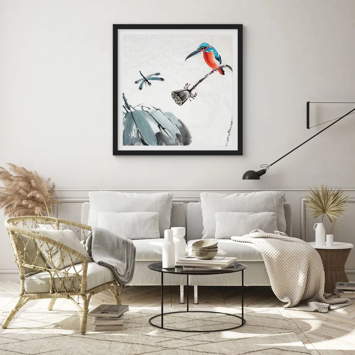 Plakat i sort ramme - Engenes liv - 60x60 cm