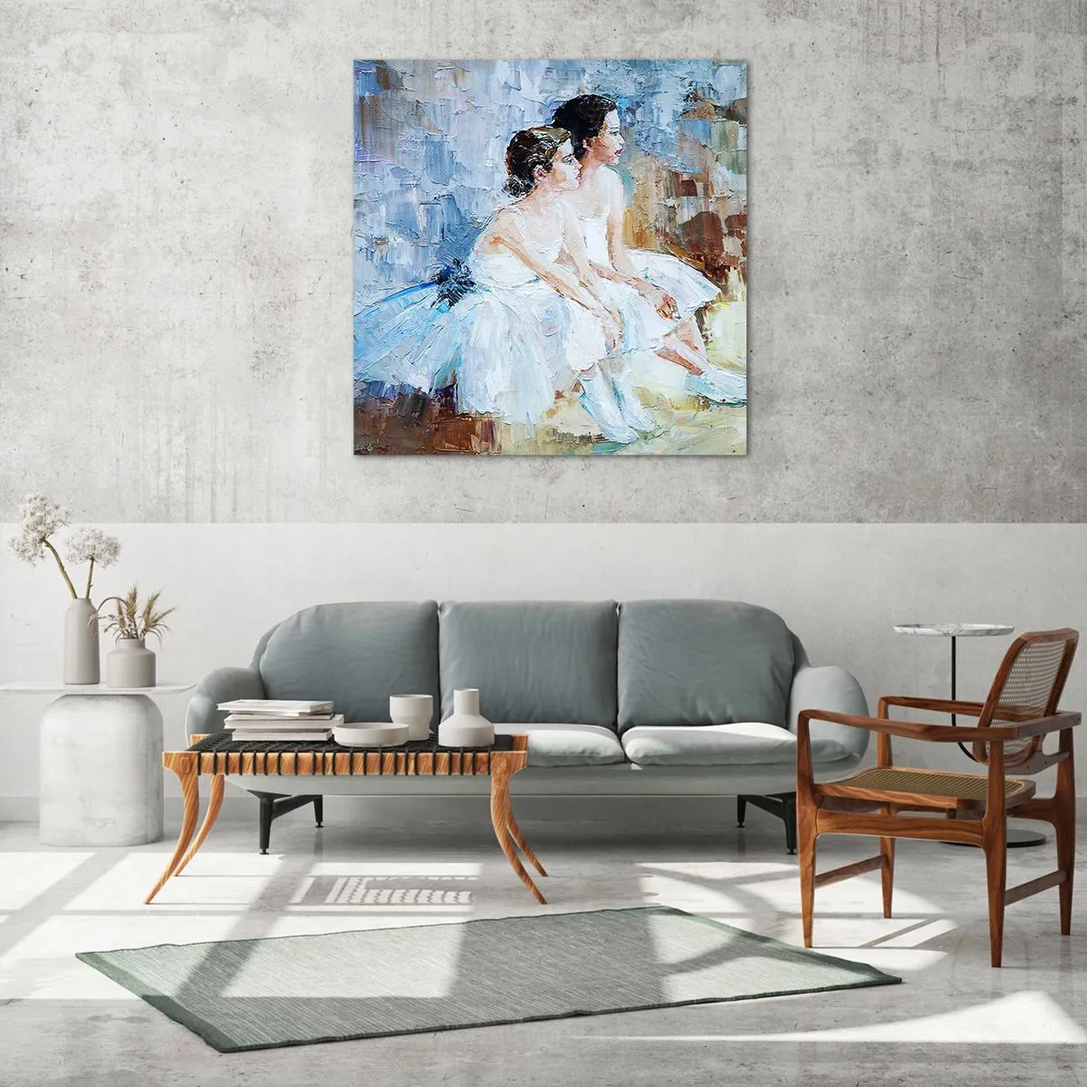 Billede på glas - Hvile for unge svaner - 70x70 cm