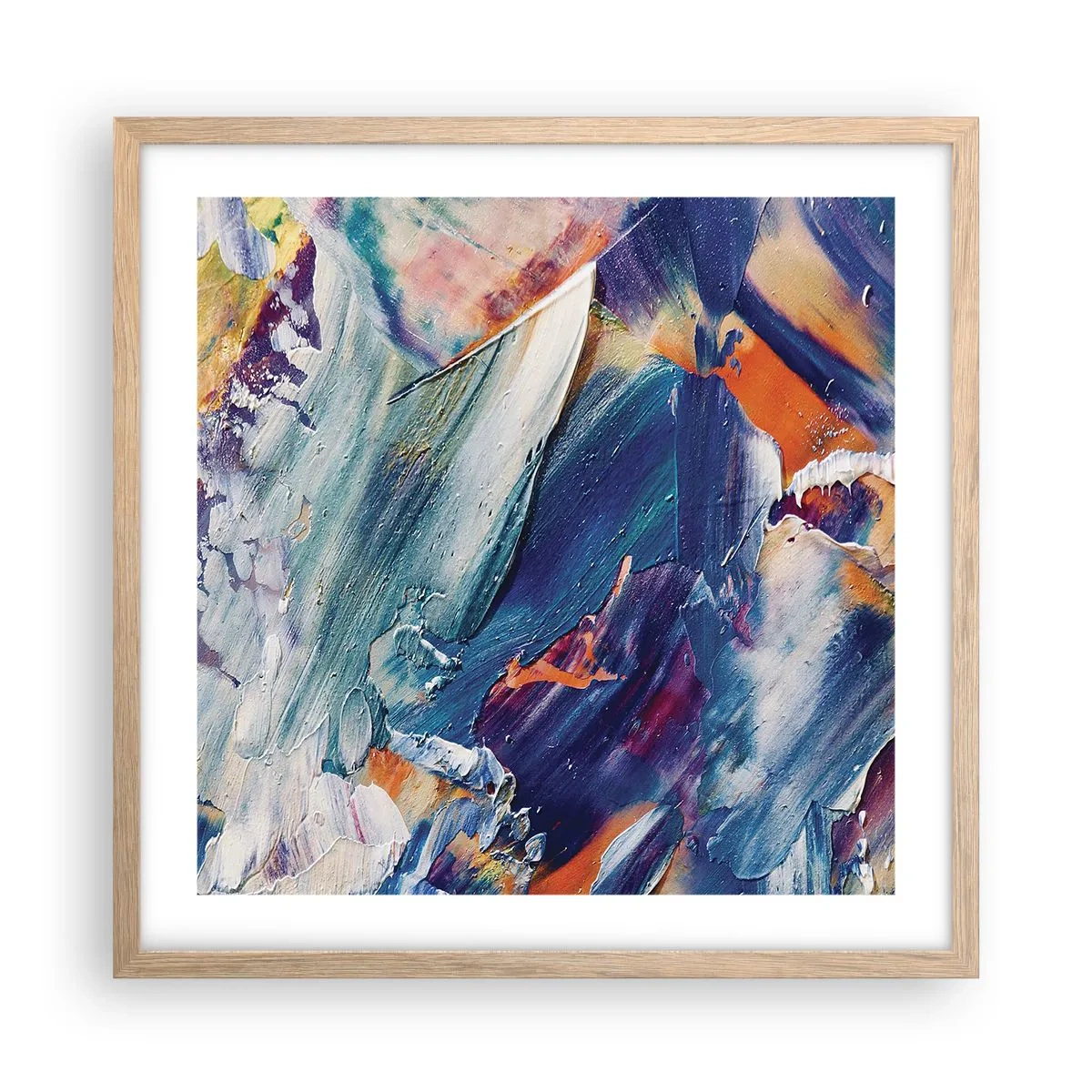 Plakat i ramme af lyst egetræ - Forvirring af farver - 50x50 cm