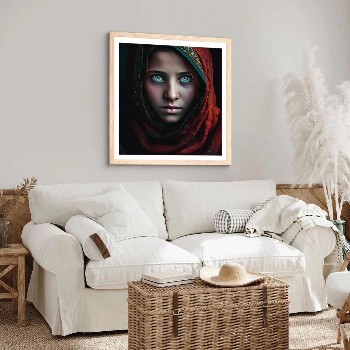 Plakat i ramme af lyst egetræ - Østens prinsesse - 40x40 cm