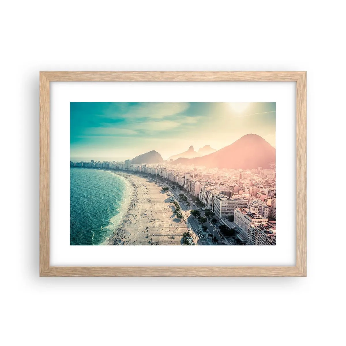 Plakat i ramme af lyst egetræ - Evig ferie i Rio - 40x30 cm