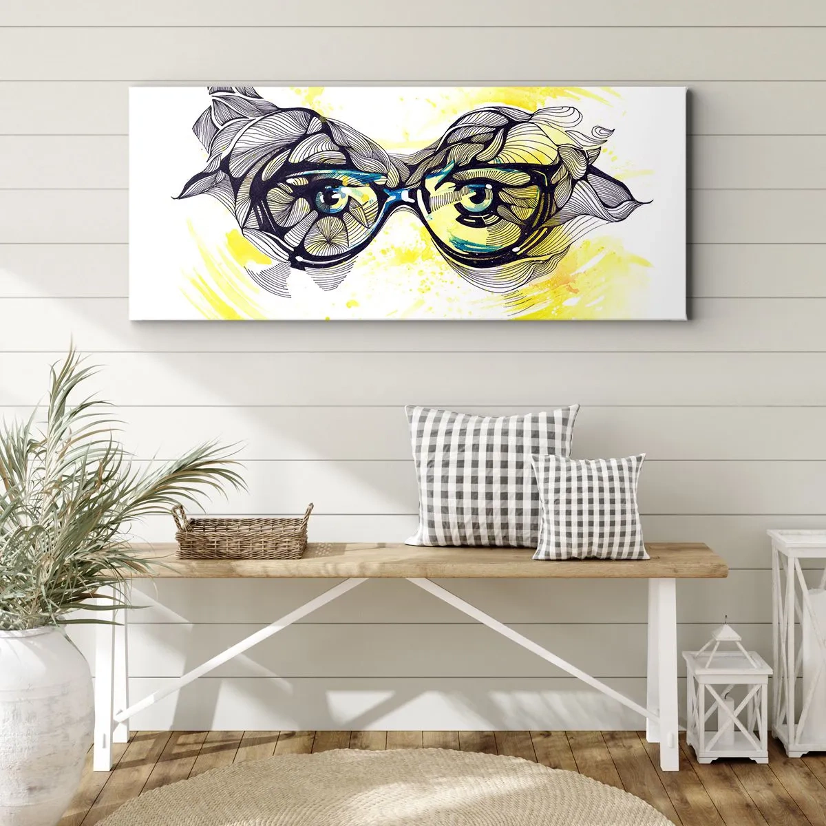 Lærredstryk - Billede på lærred - Gennem blå briller - 140x50 cm