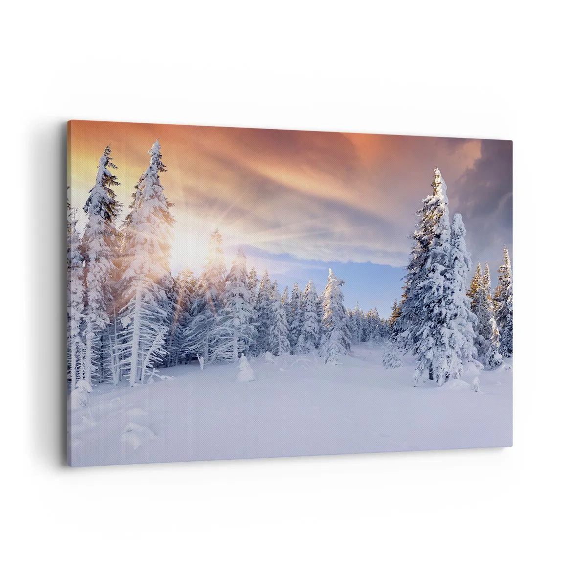 Lærredstryk - Billede på lærred - Et snedækket naturspektakel - 120x80 cm