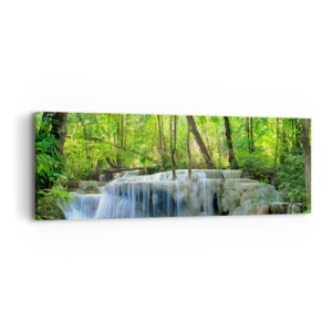 Lærredstryk - Billede på lærred - Drukner i turkis og grønt - 90x30 cm