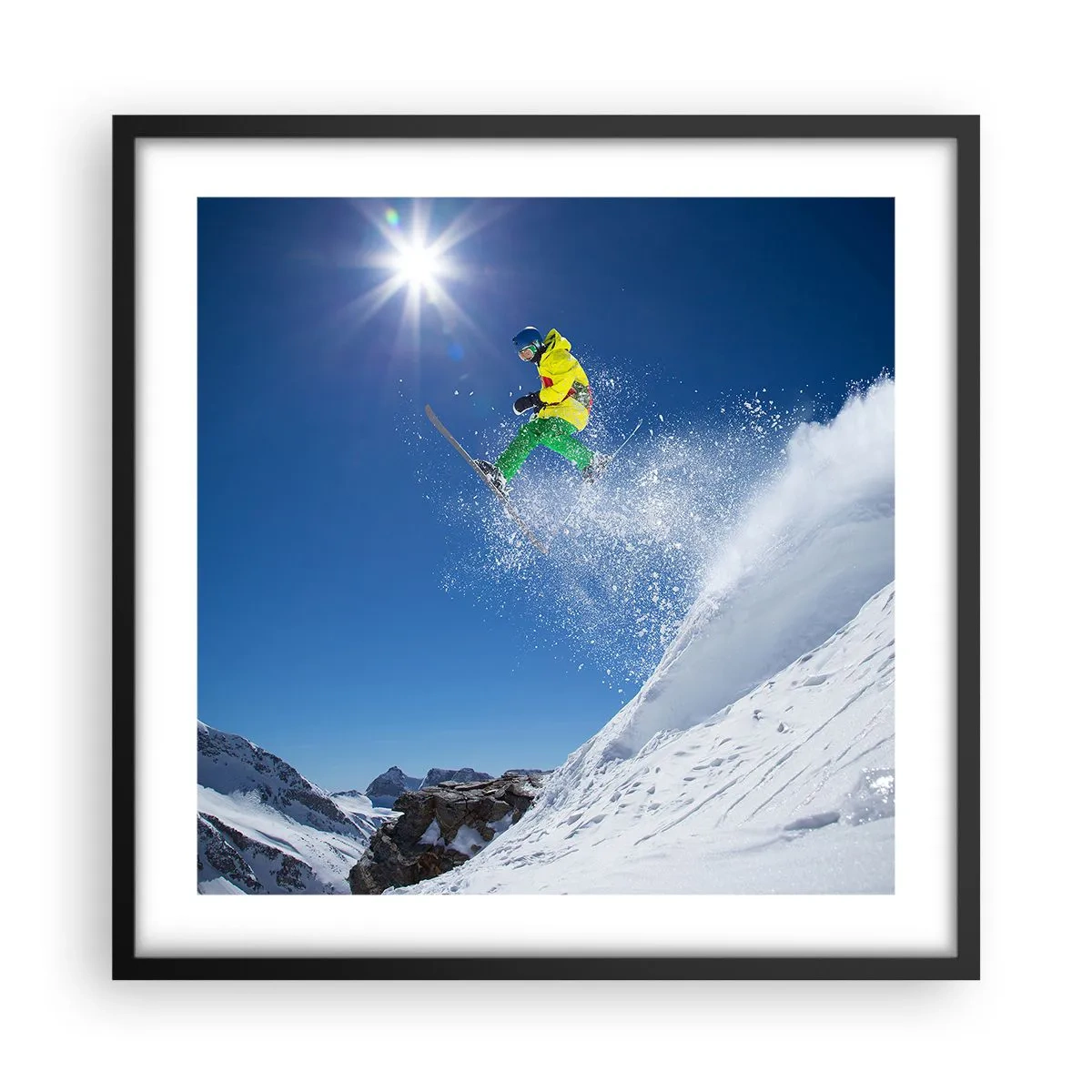 Plakat i sort ramme - Danser med bjergene - 50x50 cm