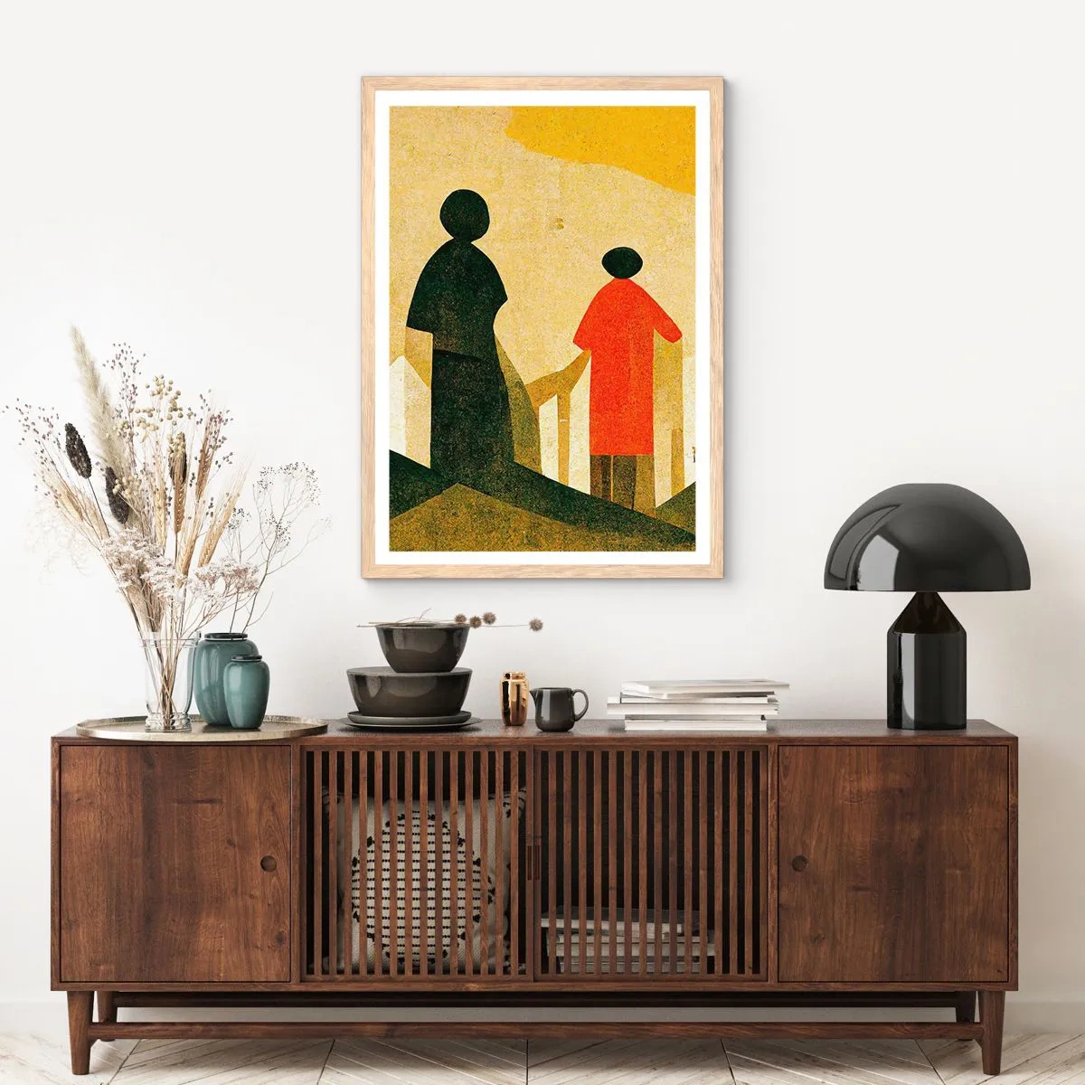 Plakat i ramme af lyst egetræ - Stadig langt væk - 61x91 cm