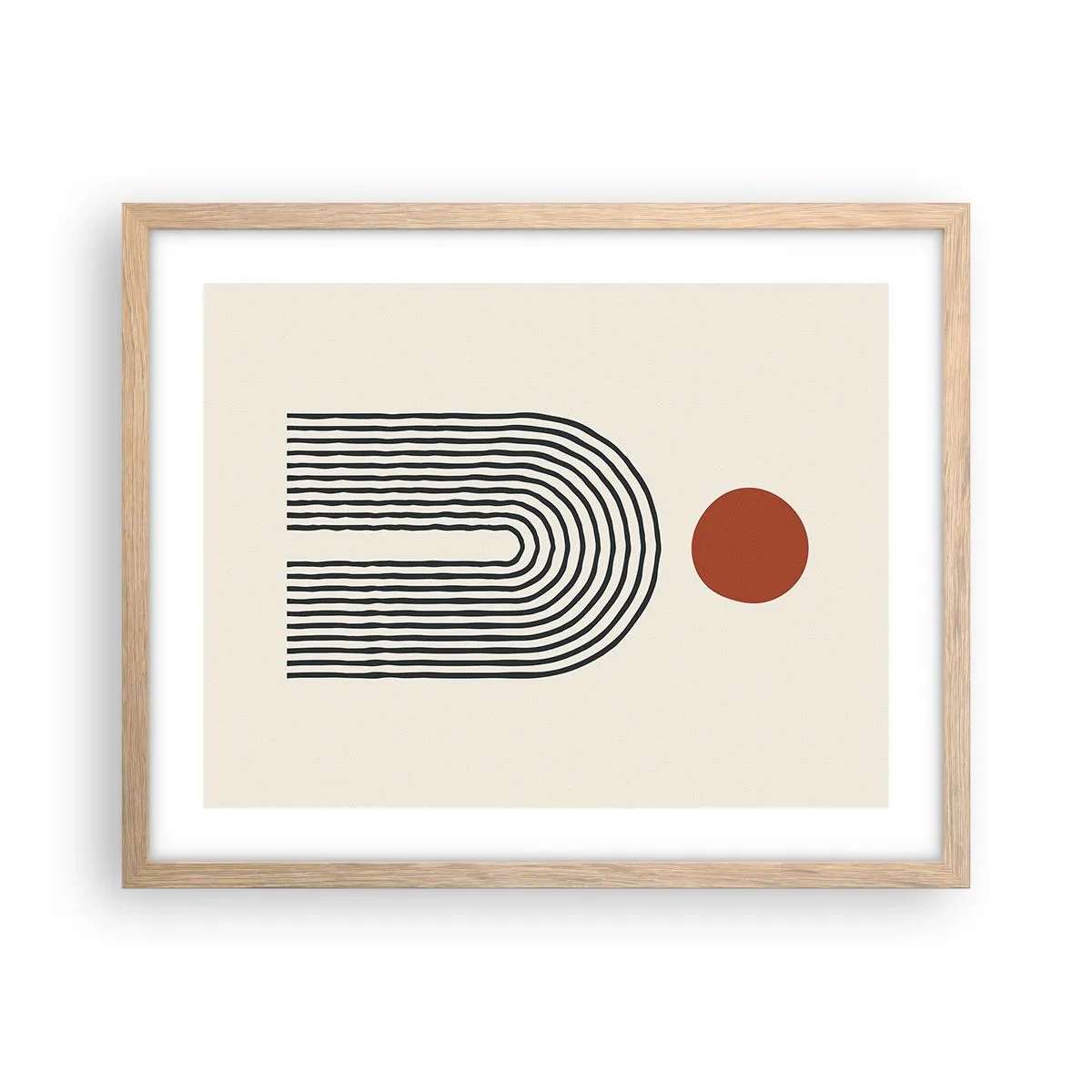 Plakat i ramme af lyst egetræ - Magnetisme af former og farver - 50x40 cm