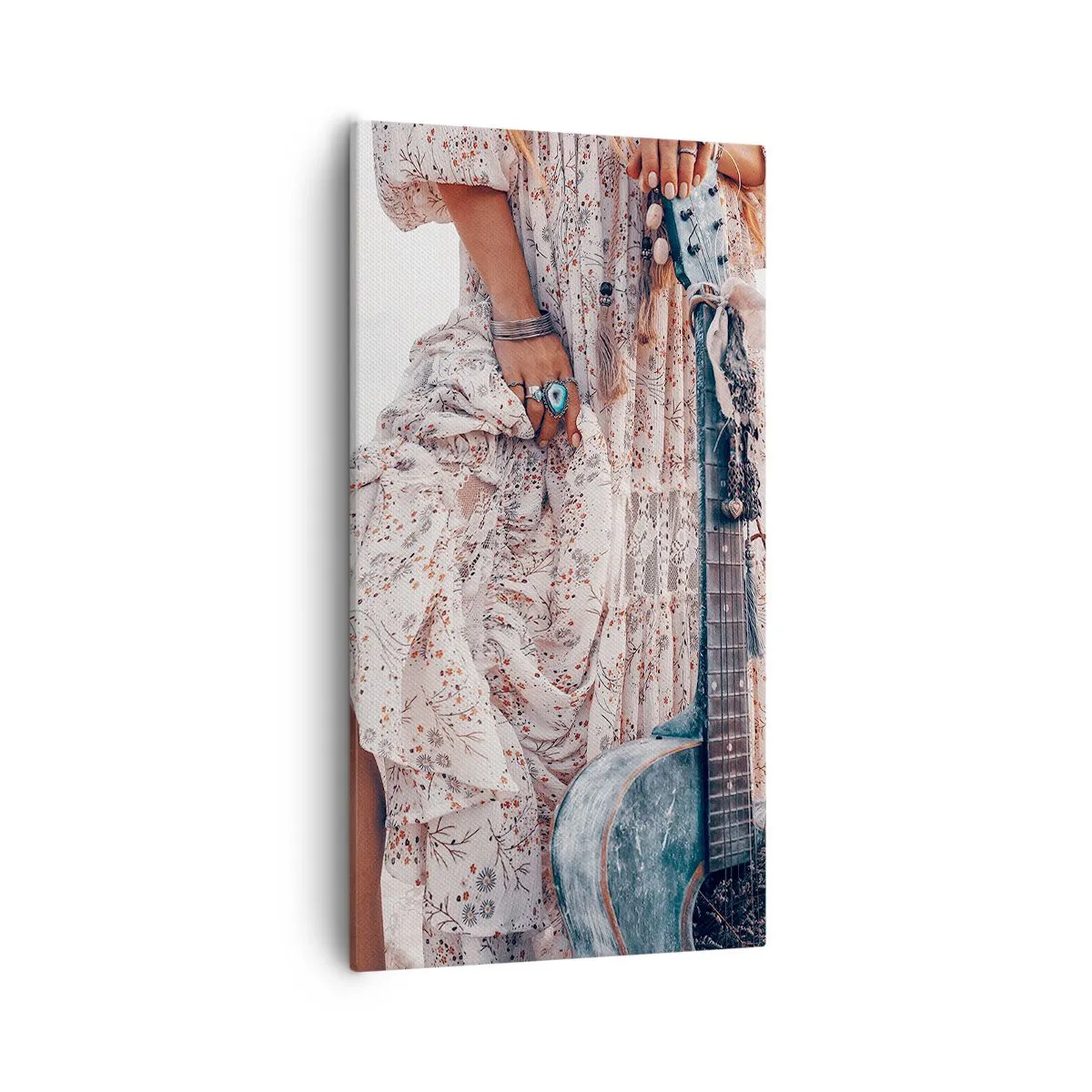 Lærredstryk - Billede på lærred - Børn blomster på vej - 55x100 cm