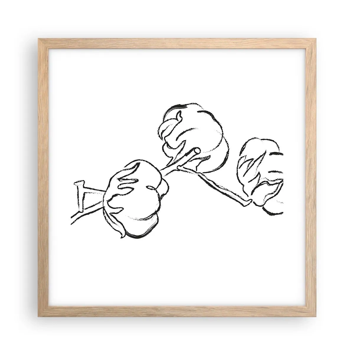 Plakat i ramme af lyst egetræ - Bomuld ned - 40x40 cm