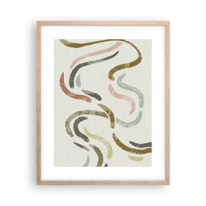 Plakat i ramme af lyst egetræ - Abstraktionens glade dans - 40x50 cm