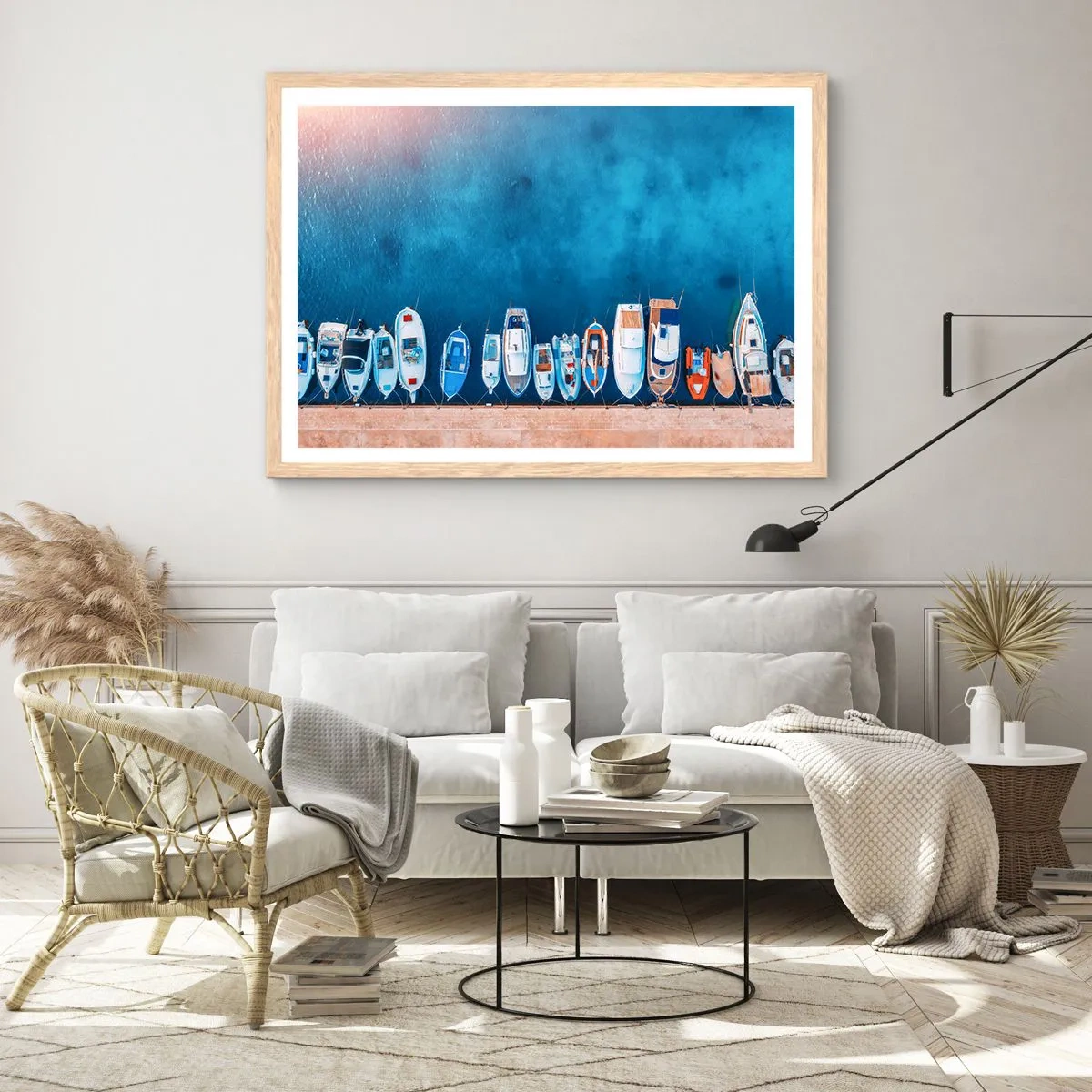 Plakat i ramme af lyst egetræ - I én række - 50x40 cm