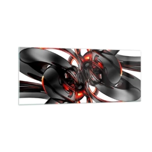 Billede på glas - Bevægelse i grafit og rød - 100x40 cm