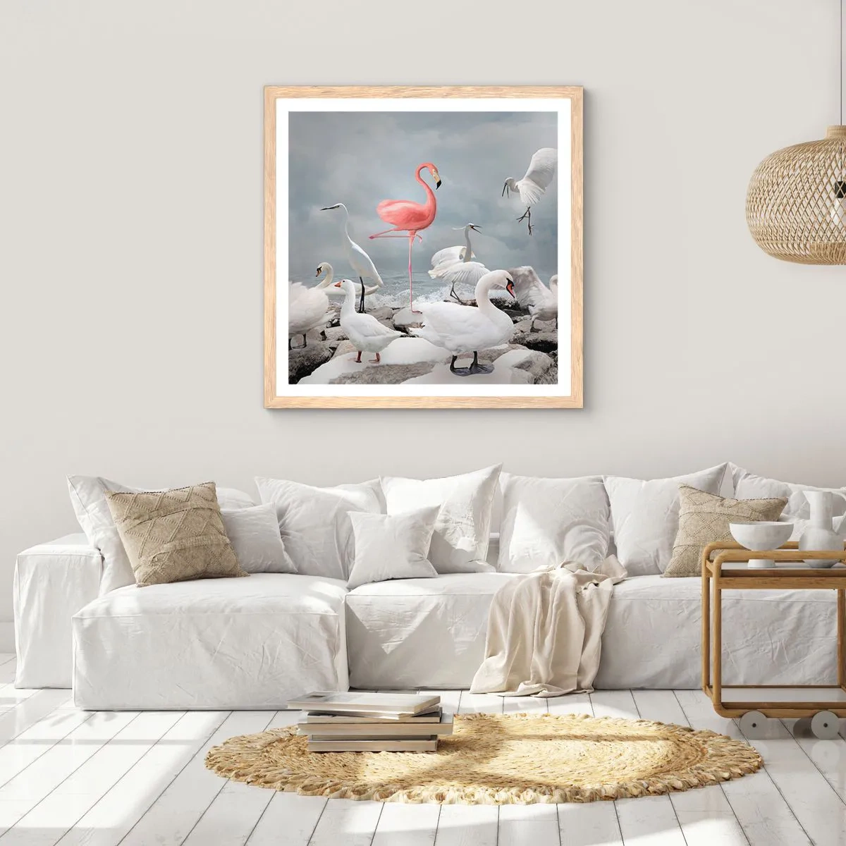 Plakat i ramme af lyst egetræ - Hvor kommer jeg fra? - 50x50 cm