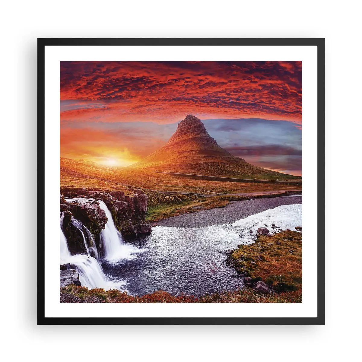 Plakat i sort ramme - En udsigt over Midgård - 60x60 cm