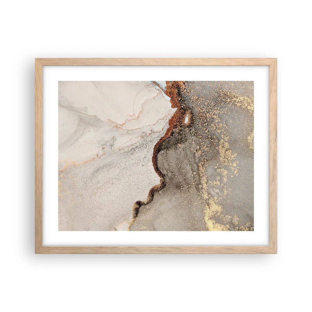 Plakat i ramme af lyst egetræ - På farvegrænsen - 50x40 cm