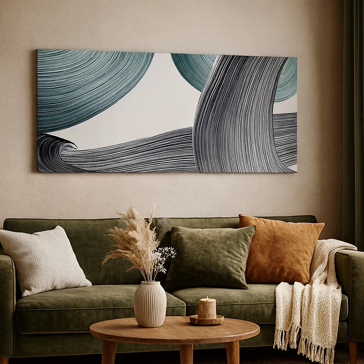 Lærredstryk - Billede på lærred - Smaragdgrønne og sorte stier - 30x30 cm