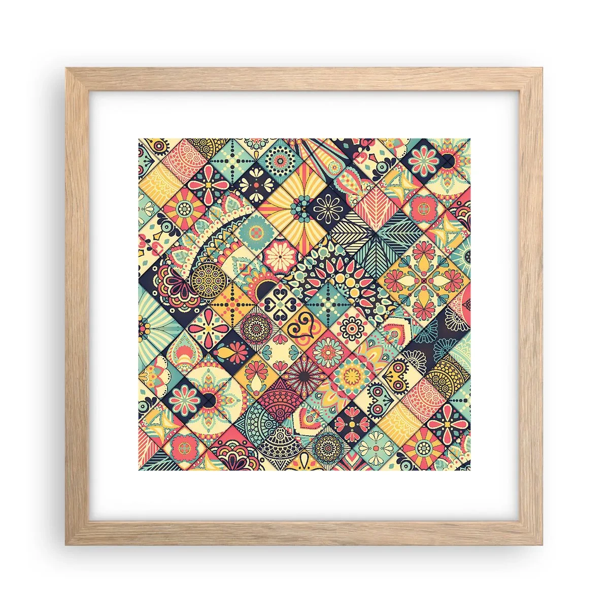 Plakat i ramme af lyst egetræ - Marokkansk stemning - 30x30 cm