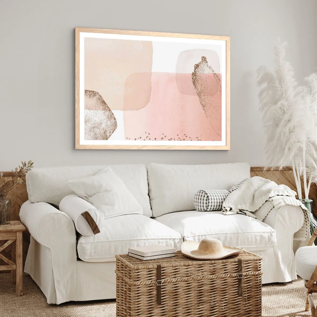 Plakat i ramme af lyst egetræ - Et kig gennem farver - 100x70 cm