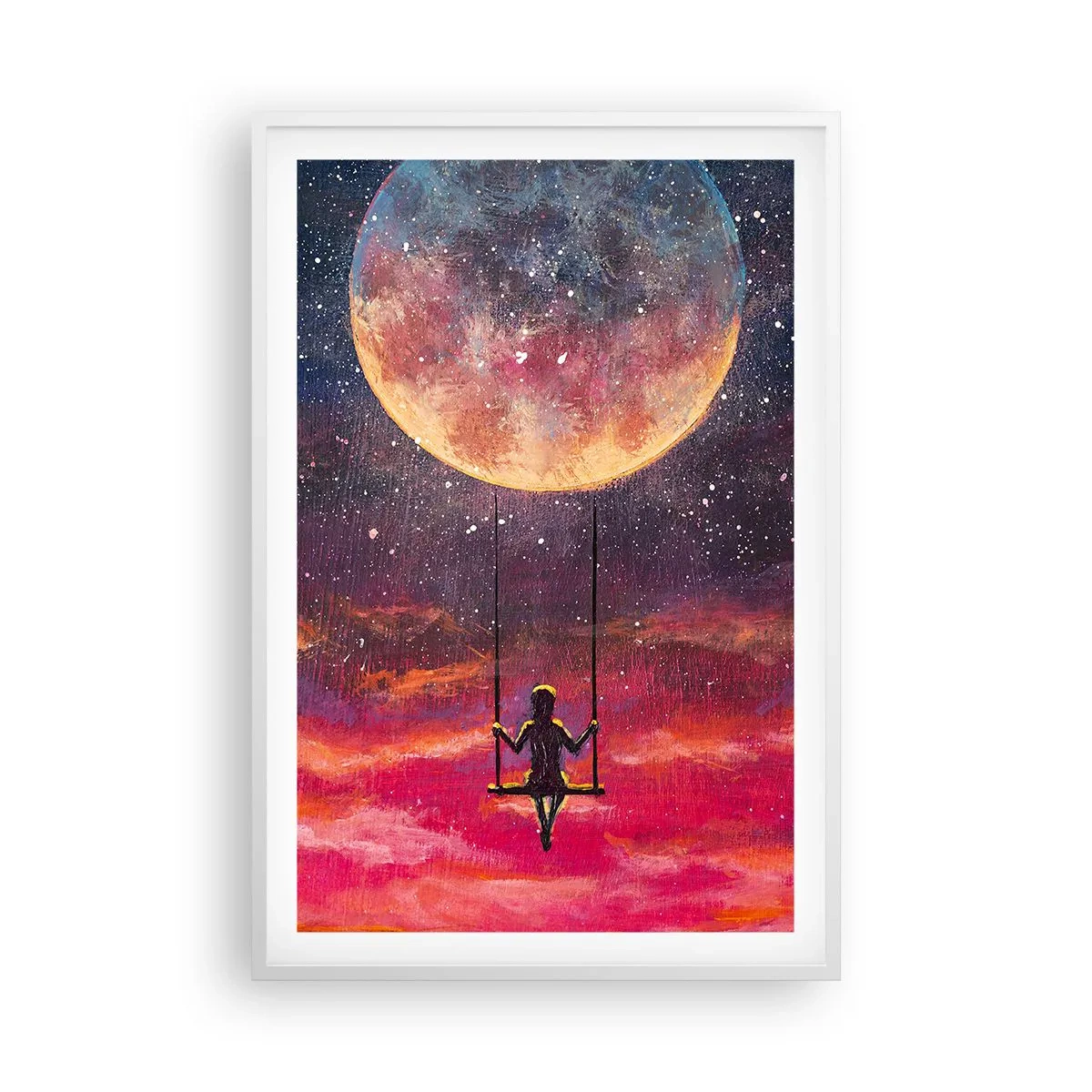 Plakat i hvid ramme - Glæd dig i skyerne - 61x91 cm