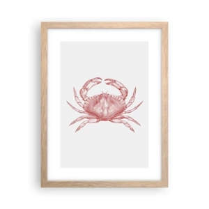 Plakat i ramme af lyst egetræ - Krabbe over krabber - 30x40 cm