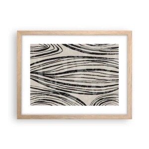 Plakat i ramme af lyst egetræ - Et spild af linjer - 40x30 cm