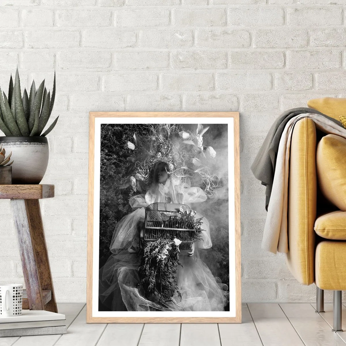 Plakat i ramme af lyst egetræ - Selve Moder - Naturen - 50x70 cm