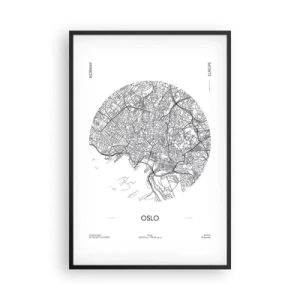 Plakat i sort ramme - Anatomi af Oslo - 61x91 cm
