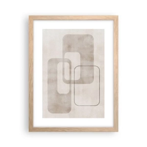 Plakat i ramme af lyst egetræ - Geometrisk fuga - 30x40 cm