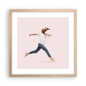 Plakat i ramme af lyst egetræ - En knivspids absurditet - 40x40 cm