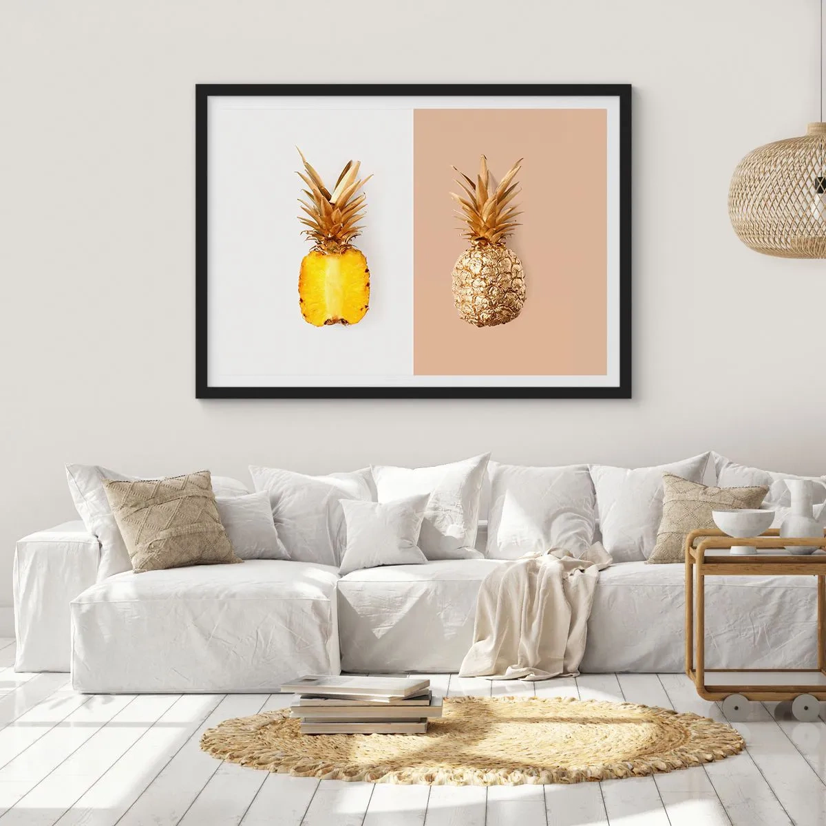Plakat i sort ramme - Ananas til os - 70x50 cm