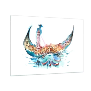 Billede på glas - Vi sejler gennem byen - 100x70 cm
