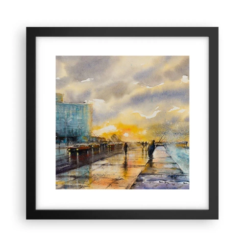 Plakat i sort ramme - Livet på kysten - 30x30 cm