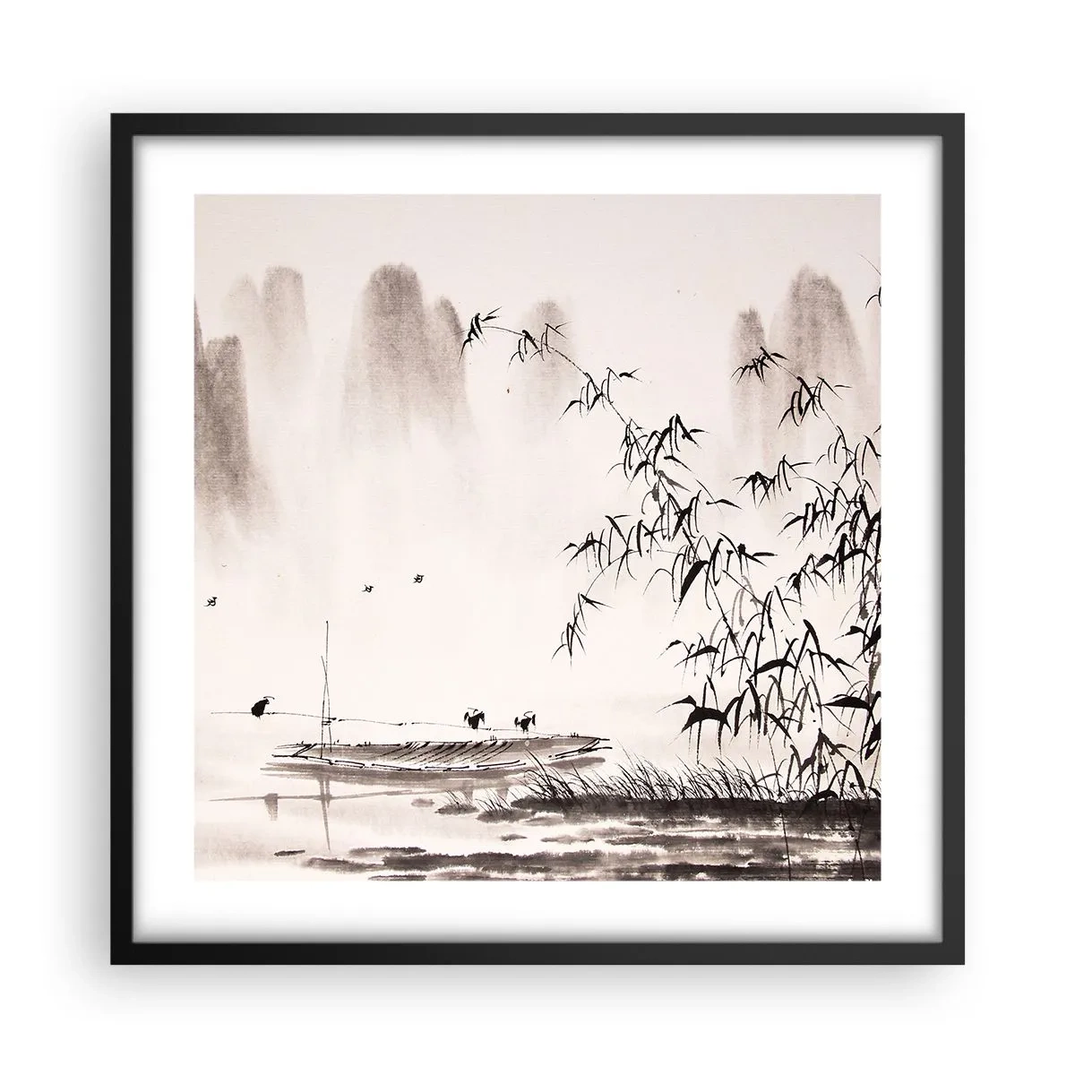 Plakat i sort ramme - Stilhed i rismarkerne - 50x50 cm