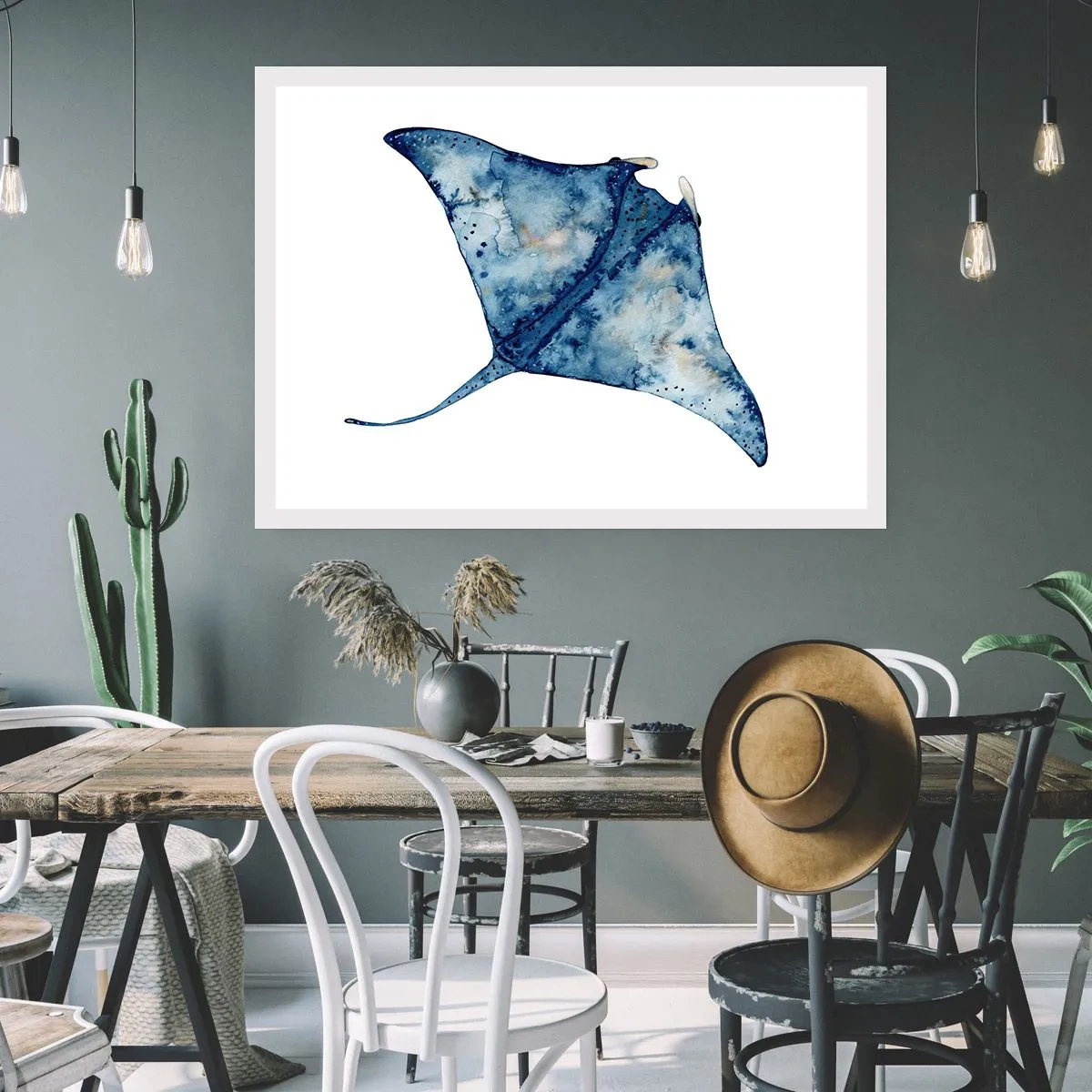 Plakat - Liv i blåt - 70x50 cm