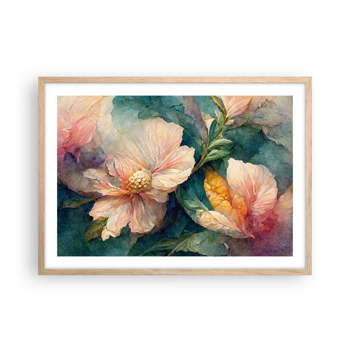 Plakat i ramme af lyst egetræ - Subtiliteten selv - 70x50 cm