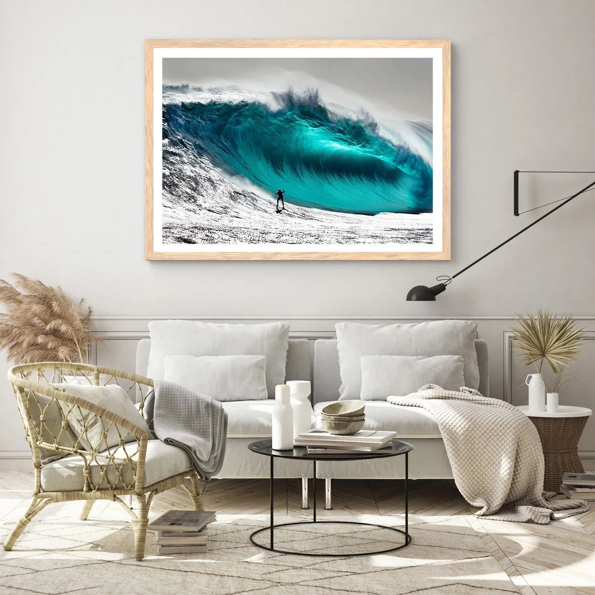 Plakat i ramme af lyst egetræ - Udfordring accepteret - 100x70 cm